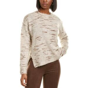 Max Studio Sweater Womens L Large Oatmeal Melange Hi-Low Drop Shoulder Pullover